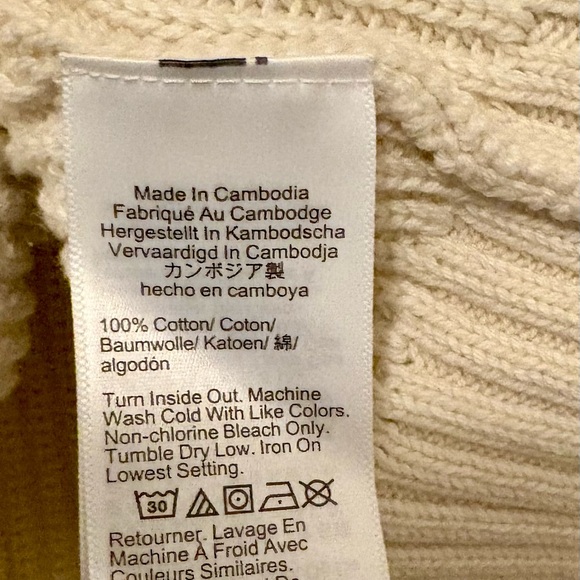 J. Crew Cream Cotton Sweater with Gold Buttons - Picture 4 of 4